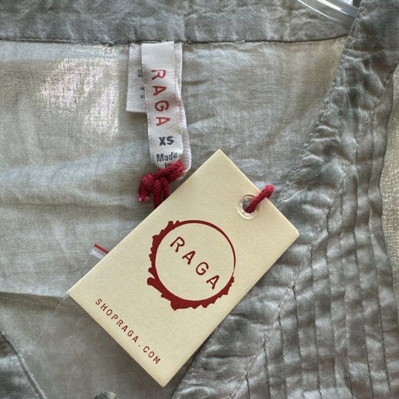 Raga Pintuck Pleat Lace Sleeve Green Shirt Dress Size XS oversized NWT - Picture 11 of 12